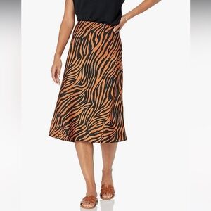 The Drop Maya Silky Slip Midi Skirt in Tiger Print